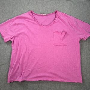 Zenana Pink Oversized Pocket Tee Shirt Women's XL Short Sleeve Rolled Hem Casual